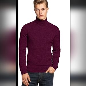 Calvin Klein Jeans Men's Rich Burgundy Turtleneck Sweater